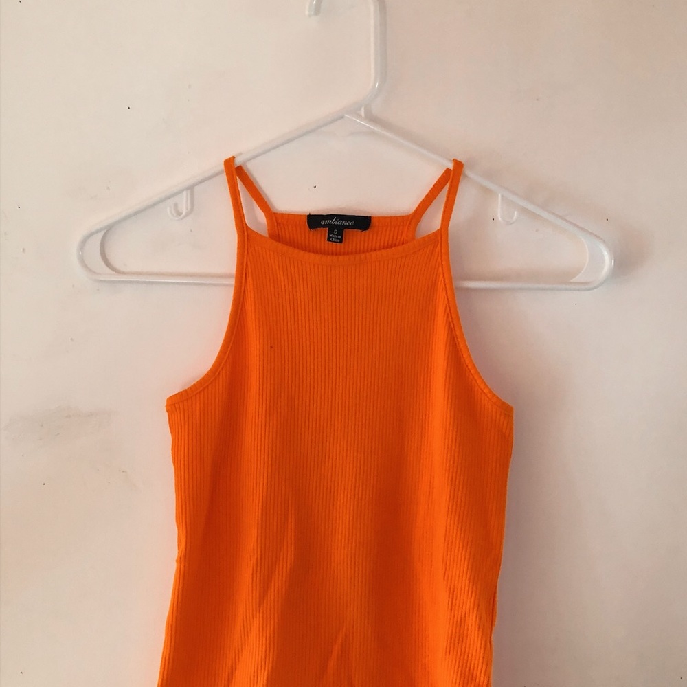 Orange Ribbed Halter Top